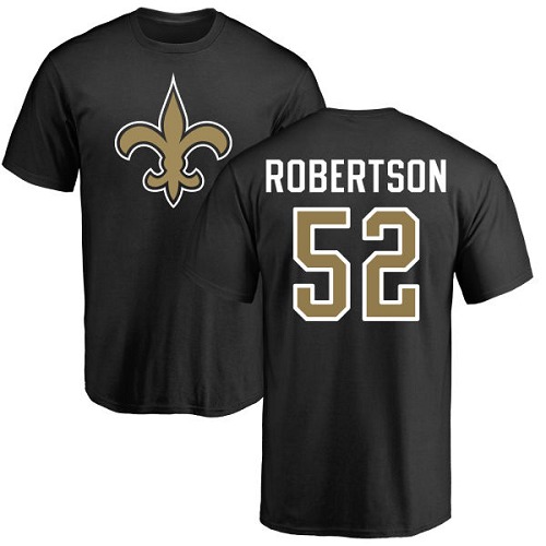 Men New Orleans Saints Black Craig Robertson Name and Number Logo NFL Football #52 T Shirt